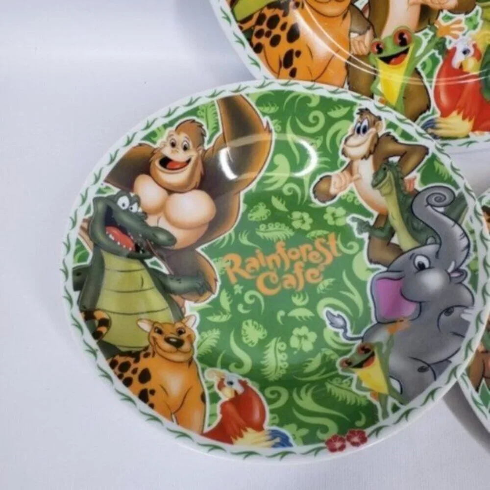 Vintage Rainforest Cafe 3 Piece Place Setting Bowl Salad Dinner Plate Br… - Picture 5 of 13
